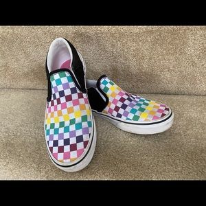 Vans Asher Party Check slip-ons Big Kids Size 4